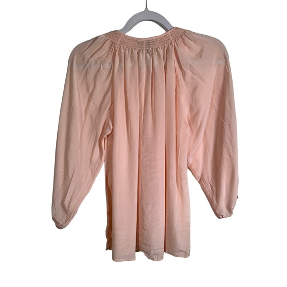 Victoria's Secret SILK Smocked Pink Blouse Top - Picture 2 of 11